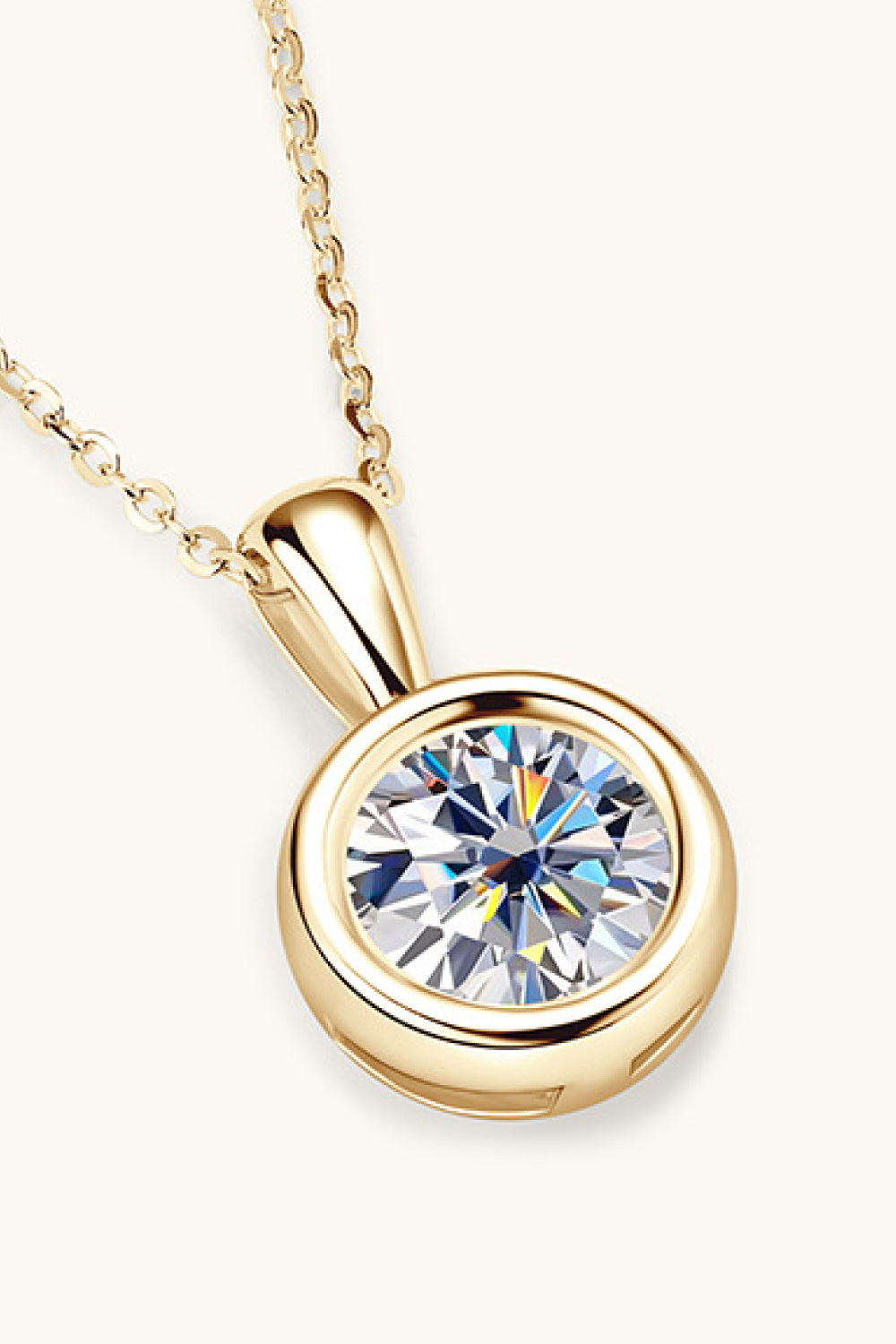 Modern Round 2 Ct Moissanite Silver Pendant Necklace