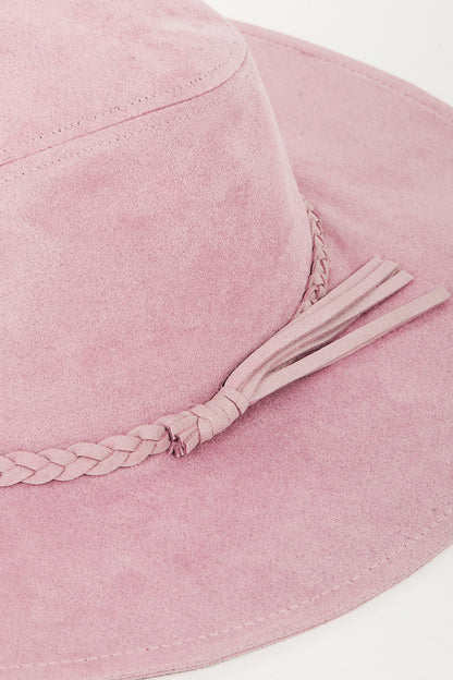 Mauve Braided Faux Suede Hat