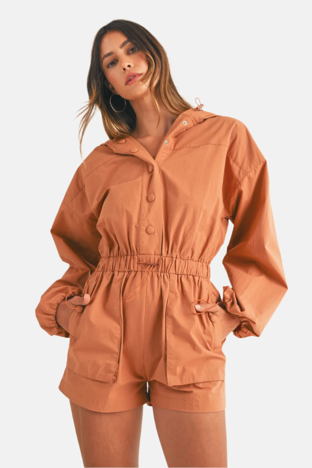 Snap Down Hooded Romper