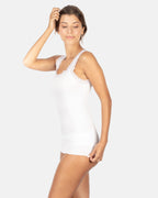 BASIC COTTON Free Spirit Premium Cotton Women's Lace Trim Tank Top