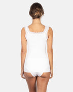 BASIC COTTON Free Spirit Premium Cotton Women's Lace Trim Tank Top