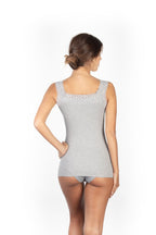 BASIC COTTON Free Spirit Premium Cotton Women's Lace Trim Tank Top