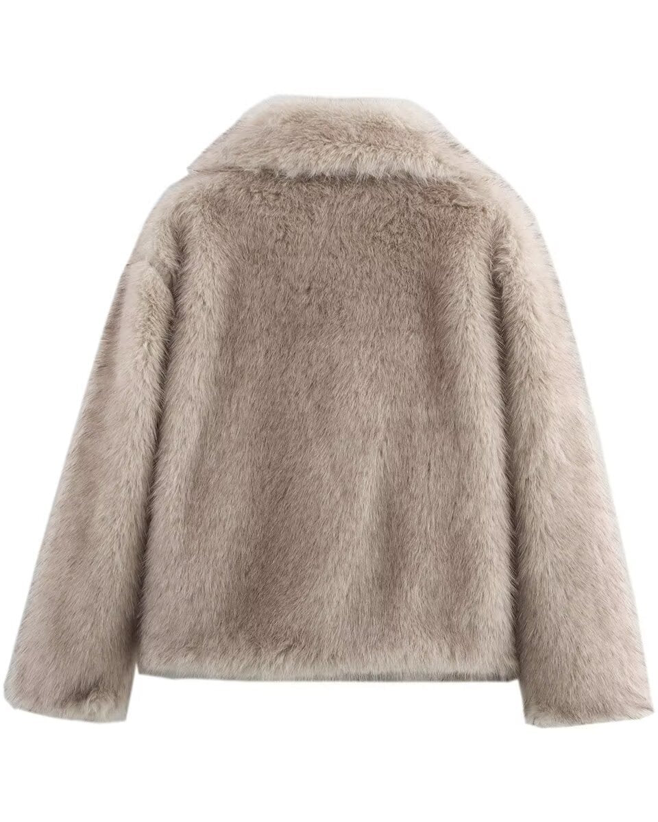 Women's Beige Faux Fur Jacket BYMANYC ® New York CONTEMPORARY VIBRANT MODERN FASHION | New Collection
