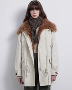 Fireladyfur Women’s Goose Down Parka Coat with Toscana Shearling Fur