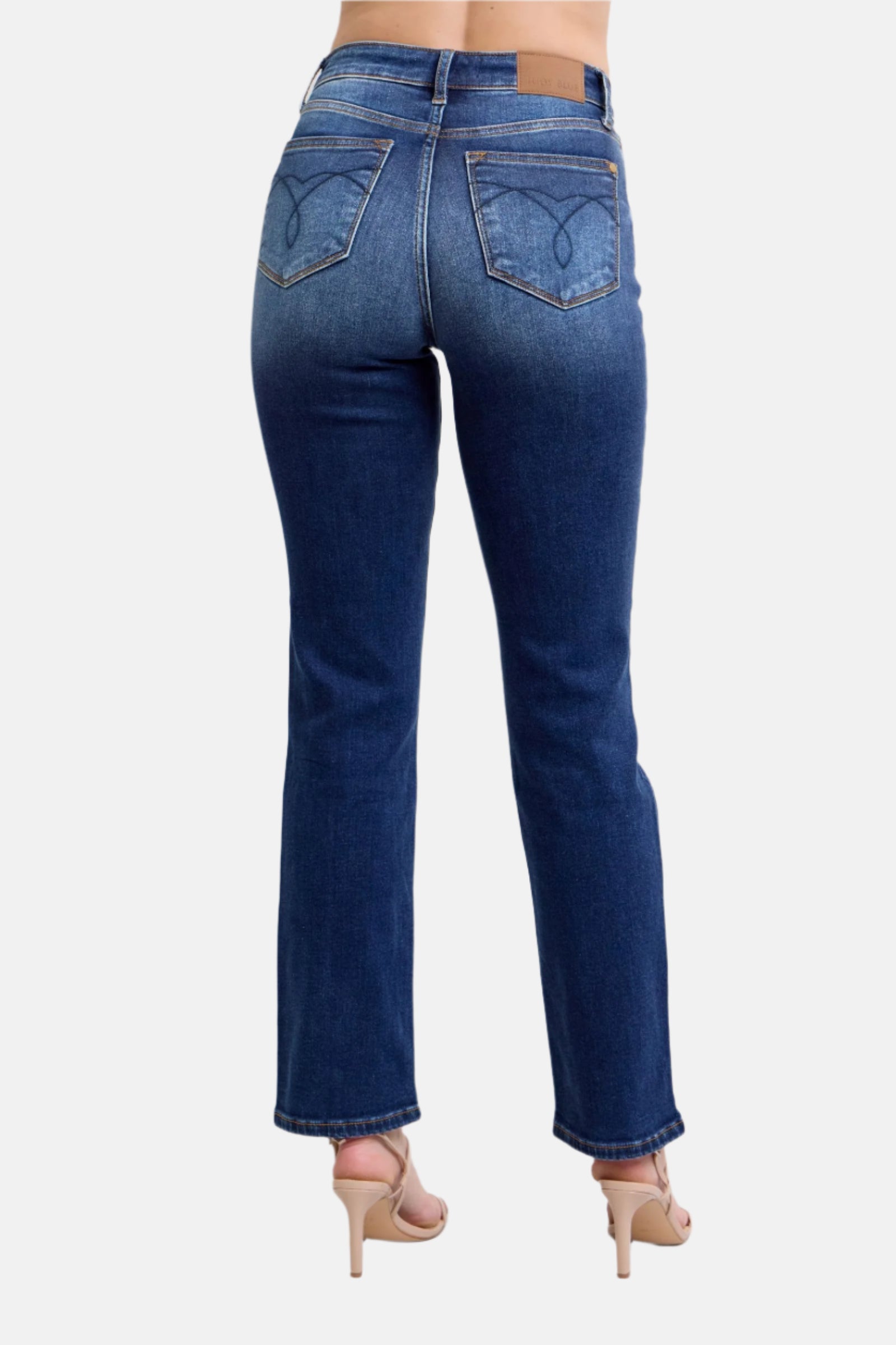 Washed Straight Leg Jeans with Pockets