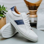Olympias Italian Calfskin and Crocodile Stripe Sneaker | Navy