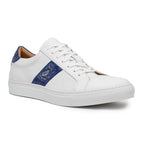 Olympias Italian Calfskin and Crocodile Stripe Sneaker | Navy