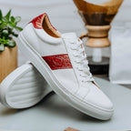 Olympias Italian Calfskin and Crocodile Stripe Sneaker | Red
