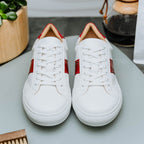 Olympias Italian Calfskin and Crocodile Stripe Sneaker | Red