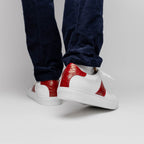 Olympias Italian Calfskin and Crocodile Stripe Sneaker | Red