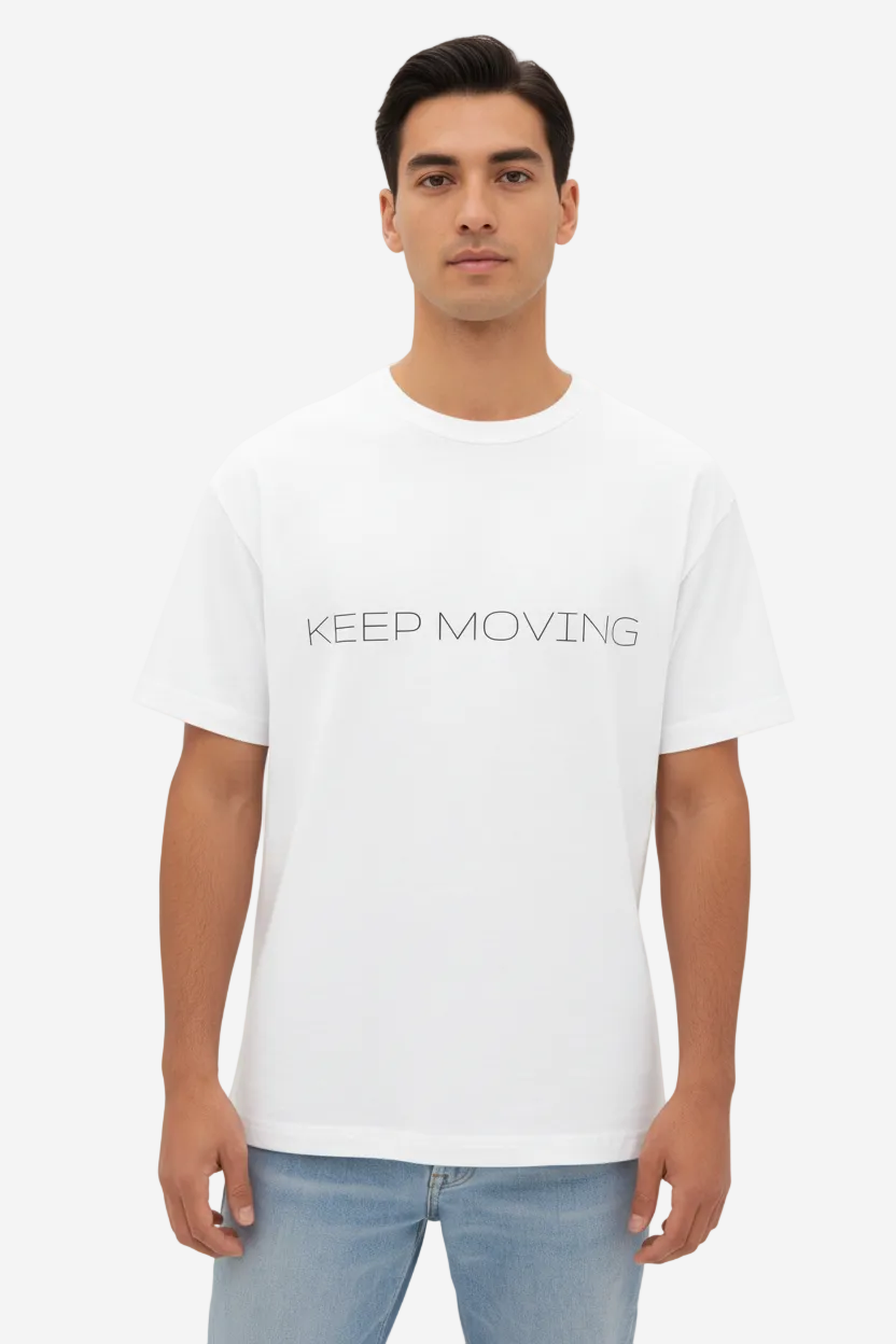 Luxe Teddy Oversized 'KEEP MOVING' Boxy Tee | 1023