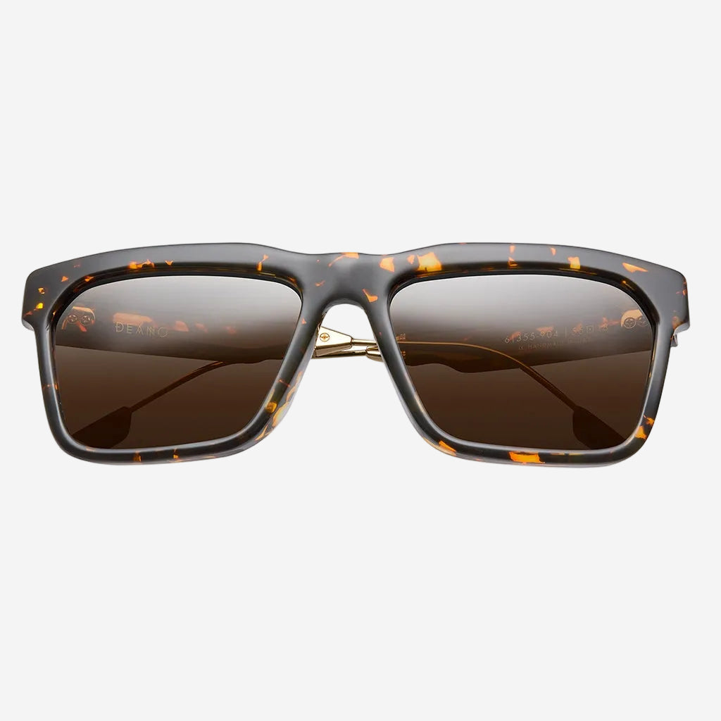 Deano Sunglasses Polished Ambercomb Tortoise with Brushed Gold | Bronze AR Lens