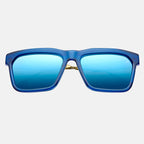 Deano Sunglasses Matte Midway Blue Antique Brass | Pacific Blue Flash Lens