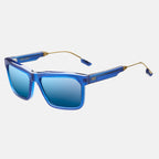 Deano Sunglasses Matte Midway Blue Antique Brass | Pacific Blue Flash Lens