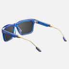 Deano Sunglasses Matte Midway Blue Antique Brass | Pacific Blue Flash Lens
