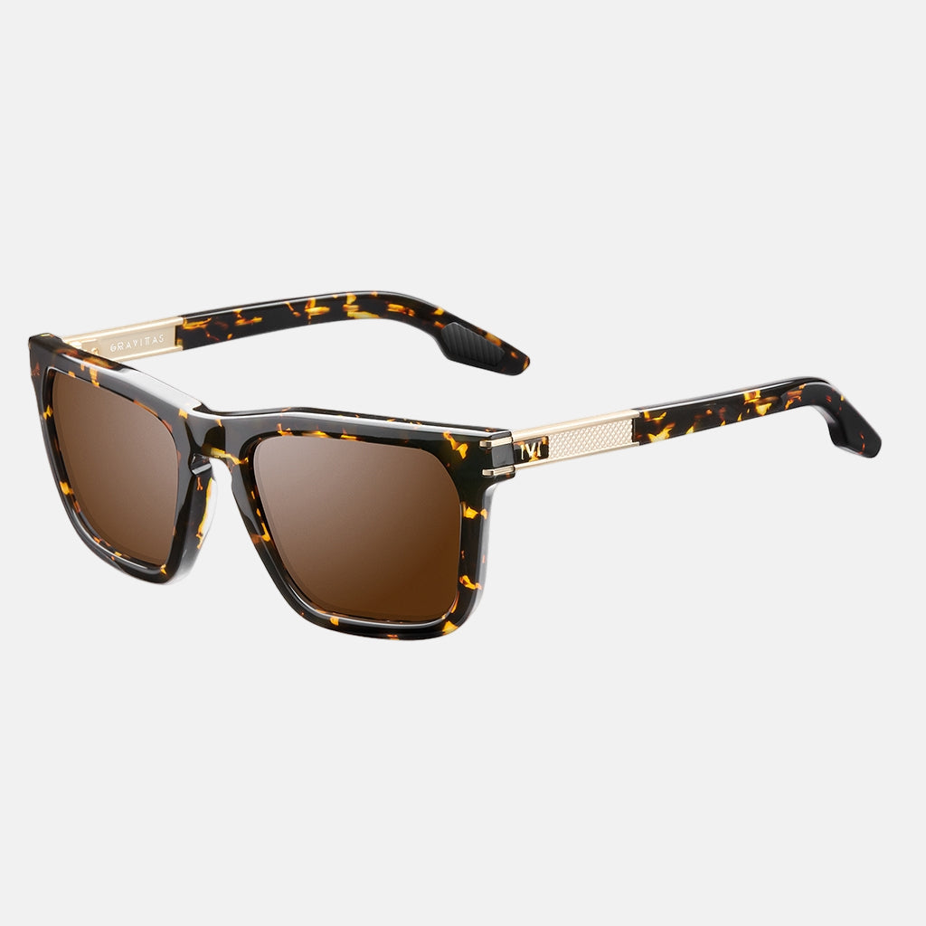 Gravitas Sunglasses Polished Ambercomb Tortoise Brushed Gold | Bronze AR Lens