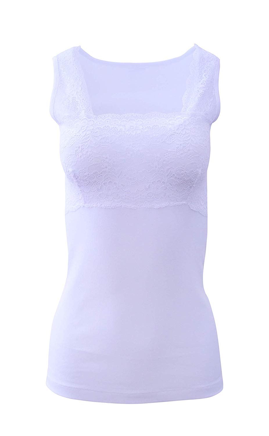 MaRe Luxury 100% Mako Cotton Women's Lace-Trimmed Tank Top | 263