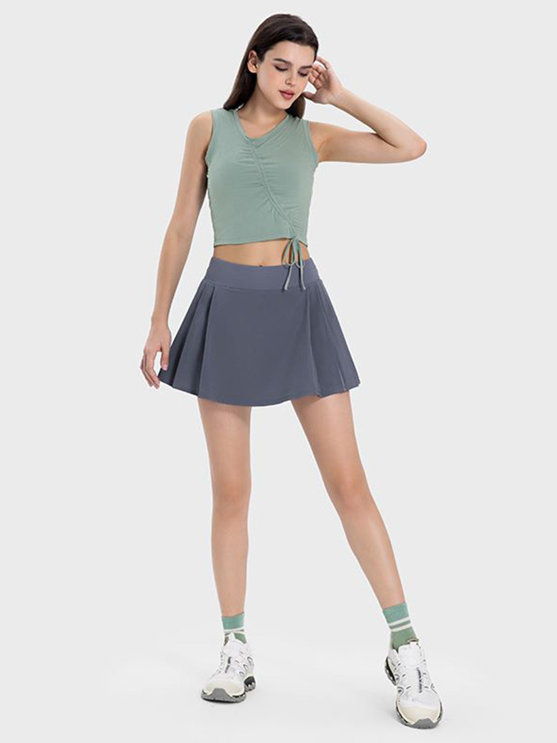 Pleated Detail Mid-Rise Active Skirt