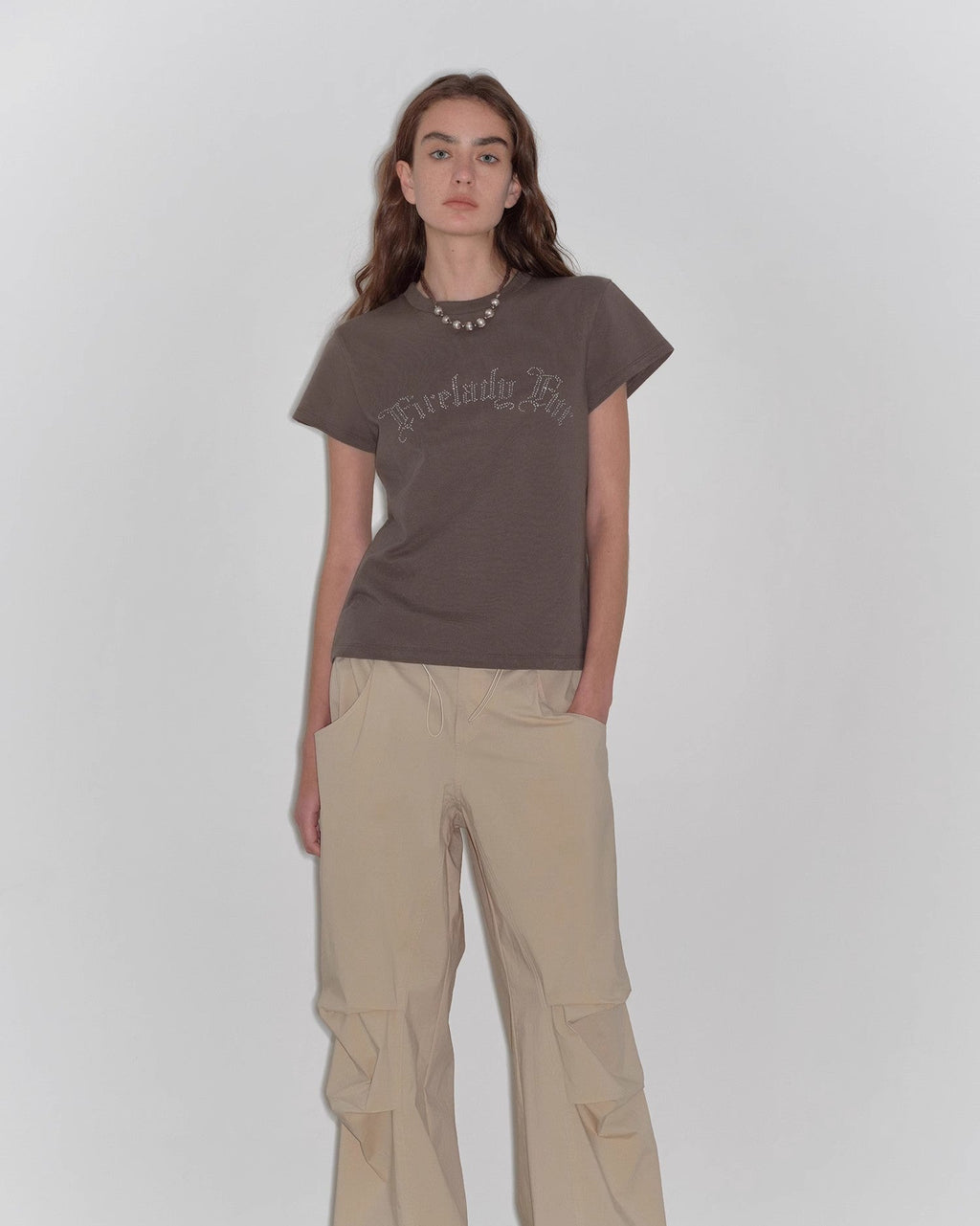 ‘May Time’ Luxury 3D Long-Staple Cotton Slightly Waist Rivet T-Shirt