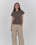 ‘May Time’ Luxury 3D Long-Staple Cotton Slightly Waist Rivet T-Shirt