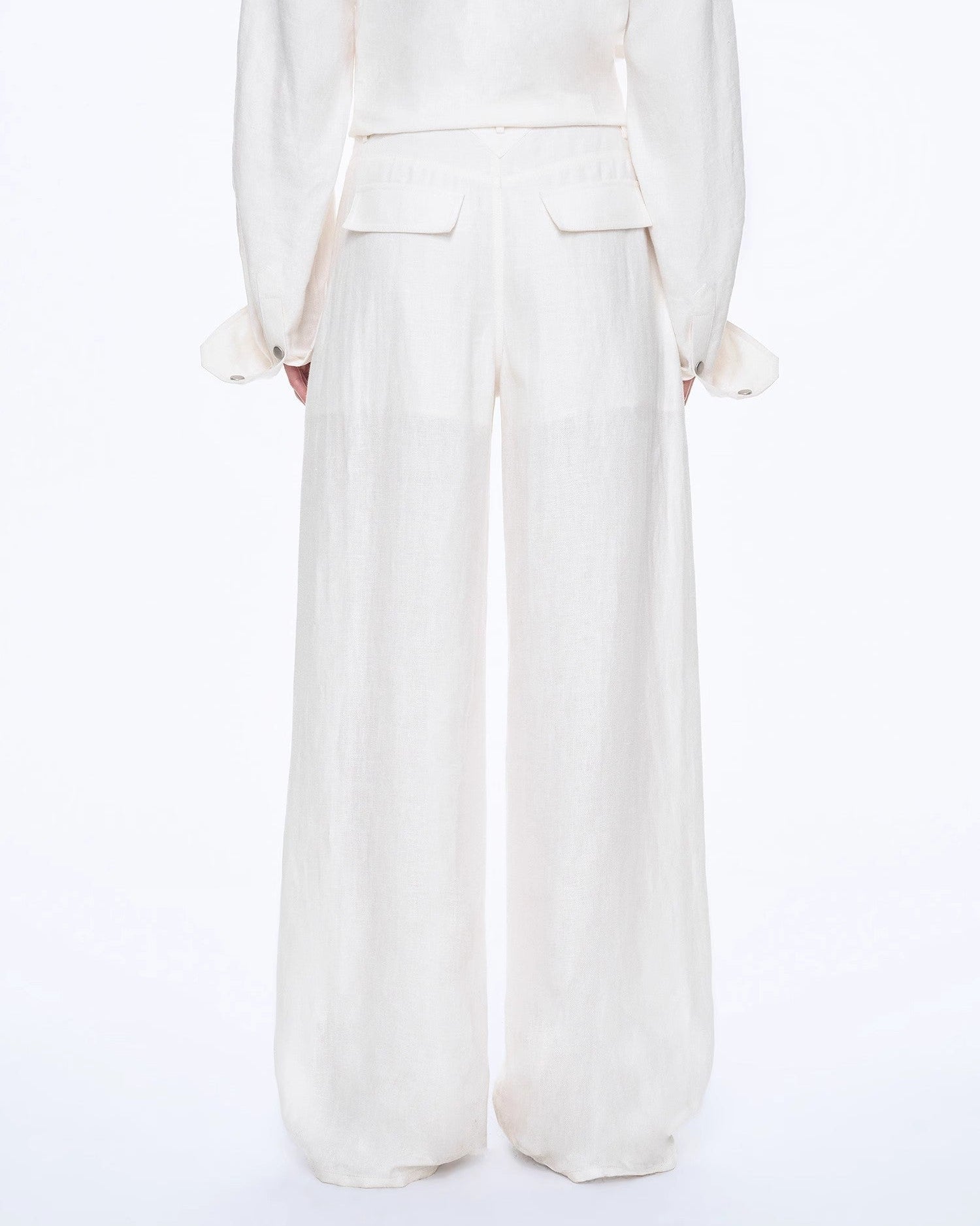 Fireladyfur Women's Stand-Up Silhouette Double Waist Linen Trousers ‘Berlin Street’