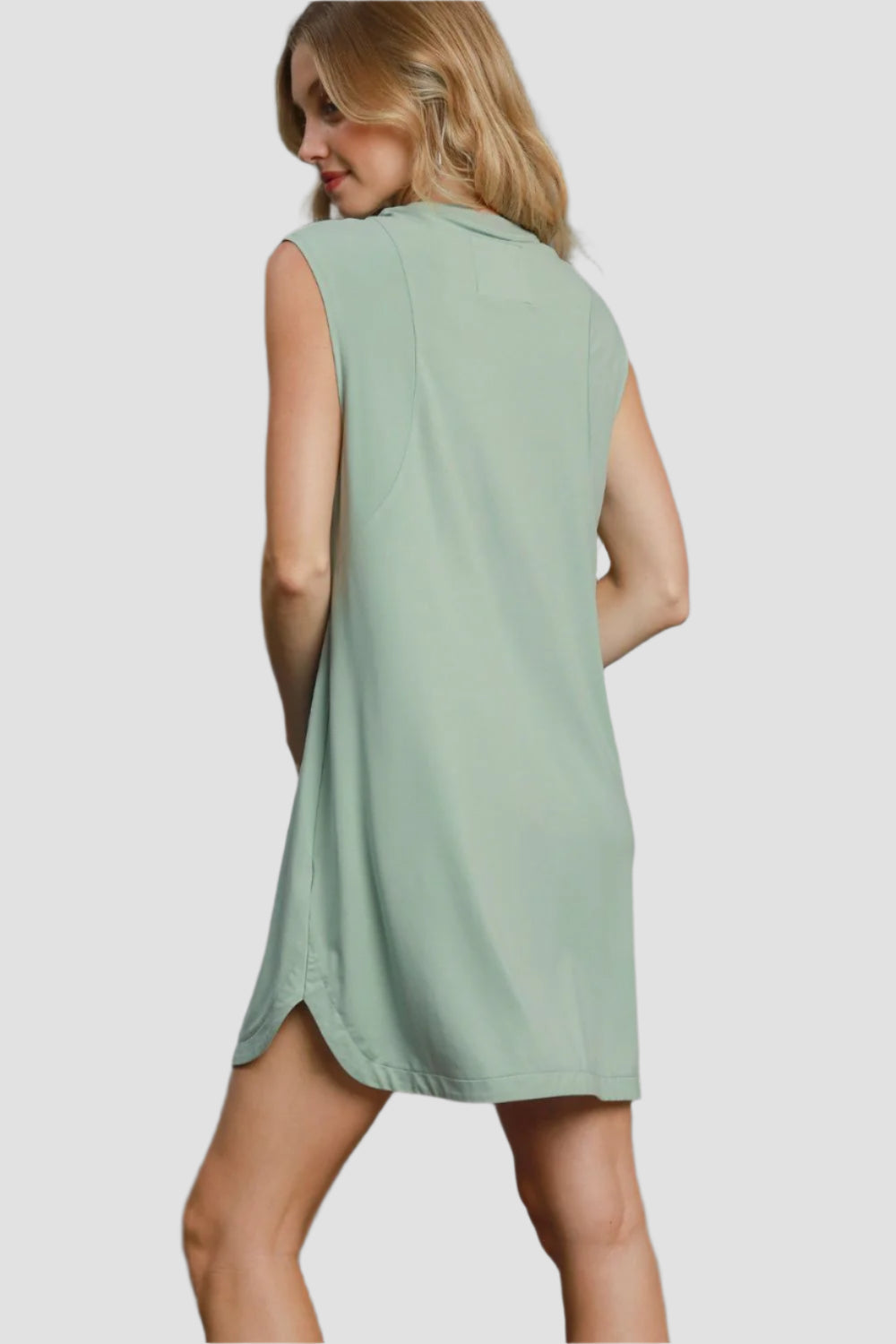 Sleeveless High-Low Curved Hemline Mini Dress Dusty Mint