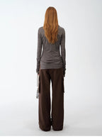 Light Silver Silk Slightly Transparent Knit Top ‘Eiffel’