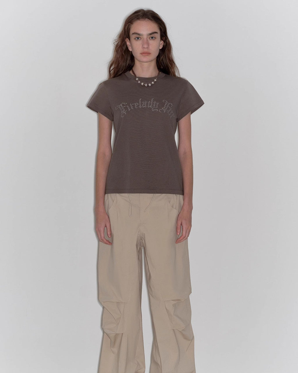 ‘May Time’ Luxury 3D Long-Staple Cotton Slightly Waist Rivet T-Shirt