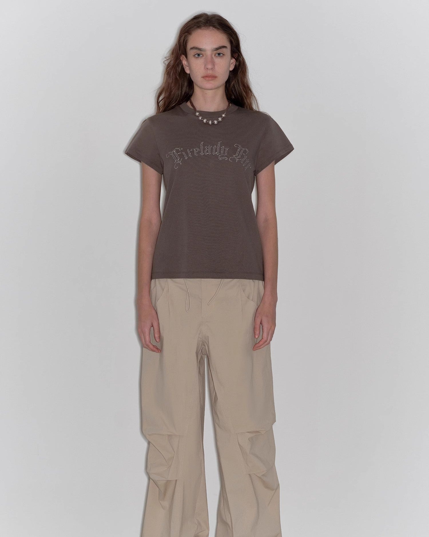 ‘May Time’ Luxury 3D Long-Staple Cotton Slightly Waist Rivet T-Shirt