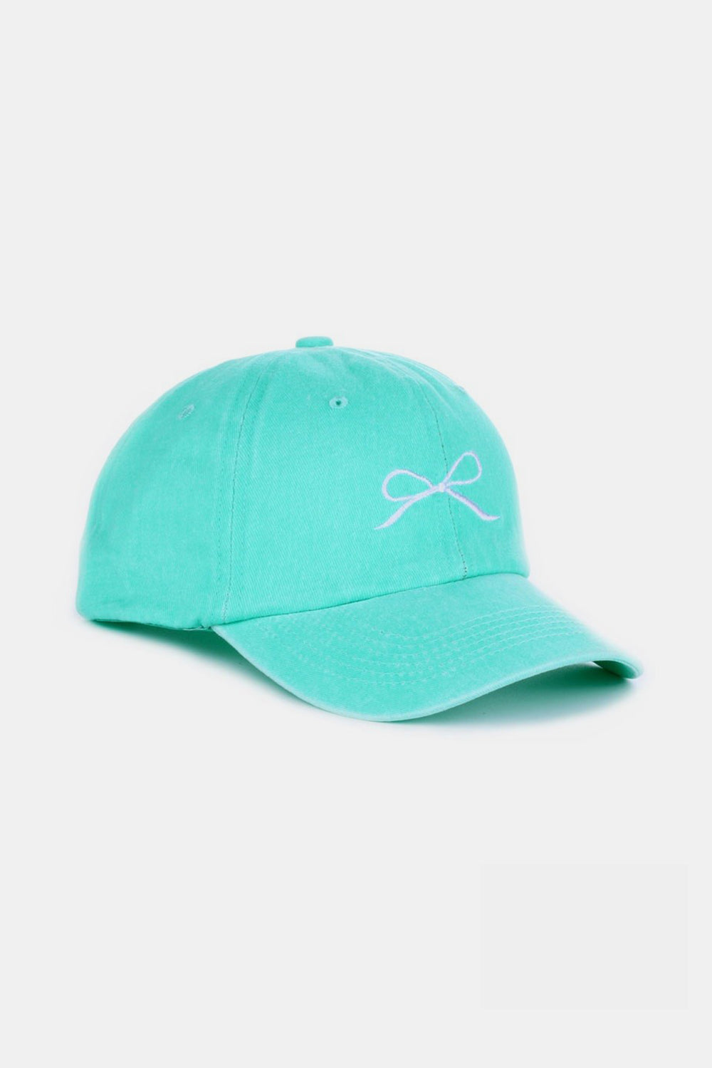 Bow Embroidered Washed Cotton Caps