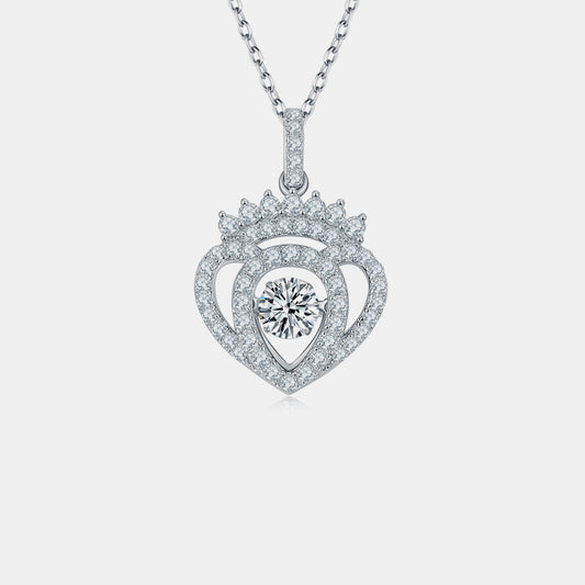 Crown Heart Silver Pendant Necklace