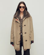 Premium White Goose Down Coat with Fur Collar ‘Winter Street Lights’
