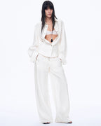 Fireladyfur Women's Stand-Up Silhouette Double Waist Linen Trousers ‘Berlin Street’