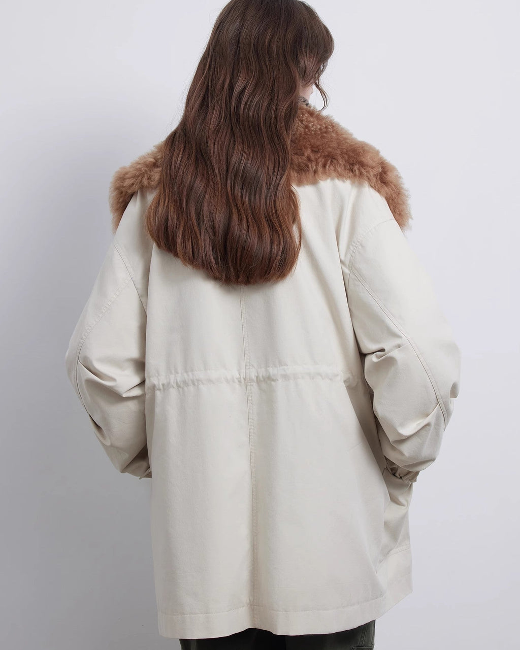 Fireladyfur Women’s Goose Down Parka Coat with Toscana Shearling Fur