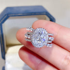 Layered Ring with 3 Ct Moissanite & CZ in Sterling Silver