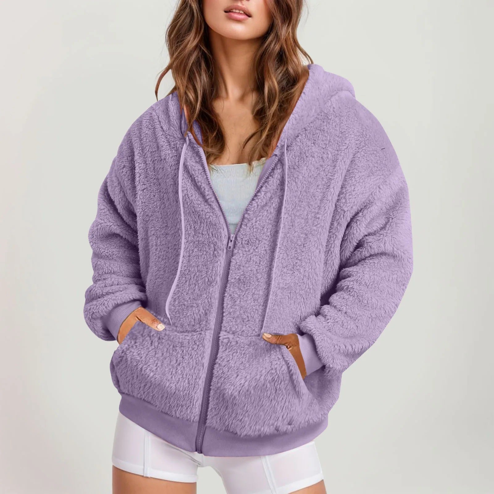 Long Zip-Up Hoodie | Soft Cotton Velvet | Oversized Fit