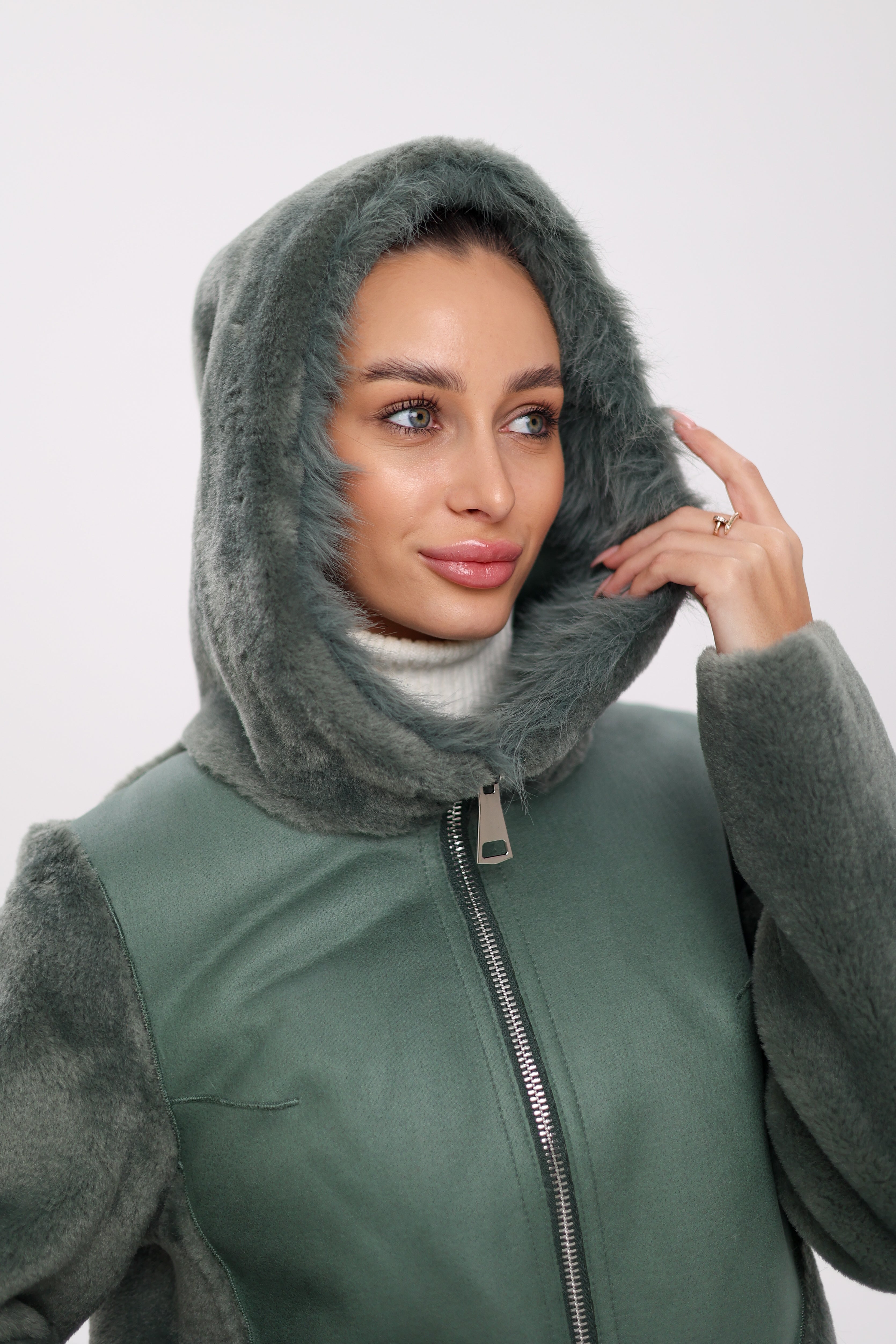 Reversible Hooded Wool Blend Jacket