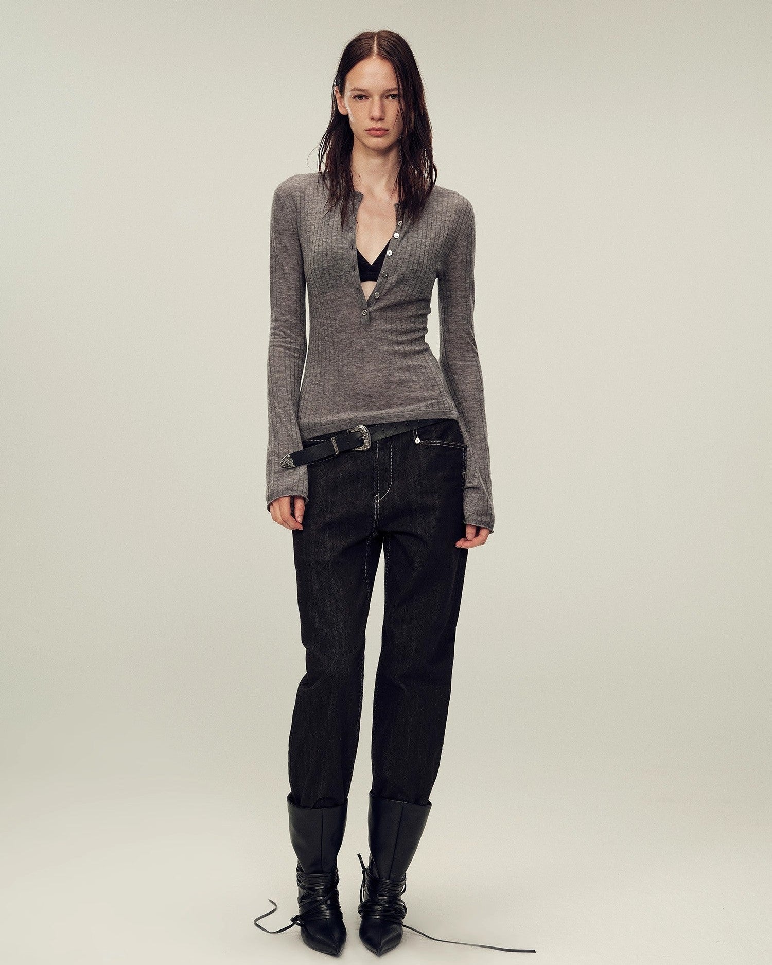 Ultrafine Wool Blend Versatile V-Neck Cardigan "Warm Brown Quiet Autumn"