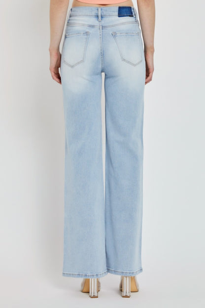 Wide Leg V-Dipped Front Waist Jeans