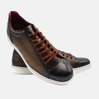 Russo Burnished Italian Calfskin Sneaker | Brown