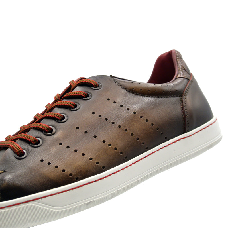 Russo Burnished Italian Calfskin Sneaker | Brown
