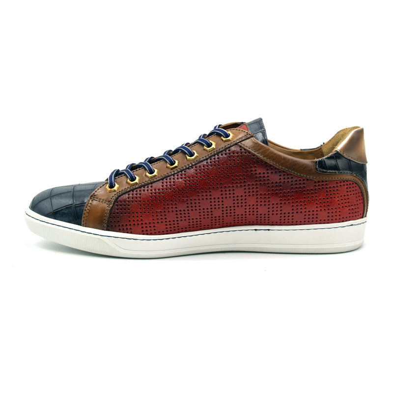 Brezza Calfskin & Embossed Crocodile Sneaker | Red