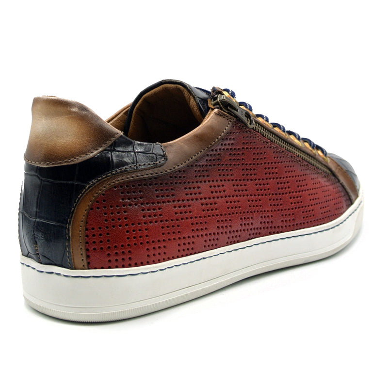 Brezza Calfskin & Embossed Crocodile Sneaker | Red