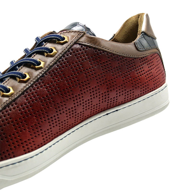 Brezza Calfskin & Embossed Crocodile Sneaker | Red