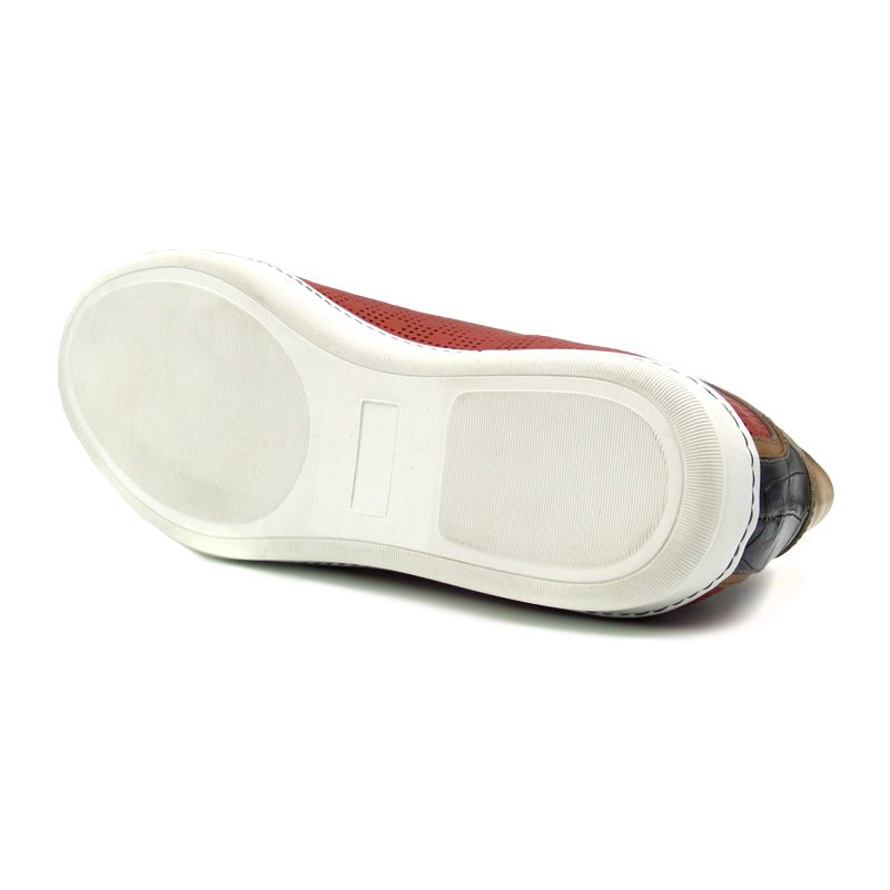 Brezza Calfskin & Embossed Crocodile Sneaker | Red