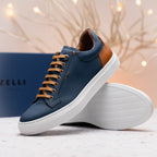 Diaz Rubberized Calfskin Sneaker Navy