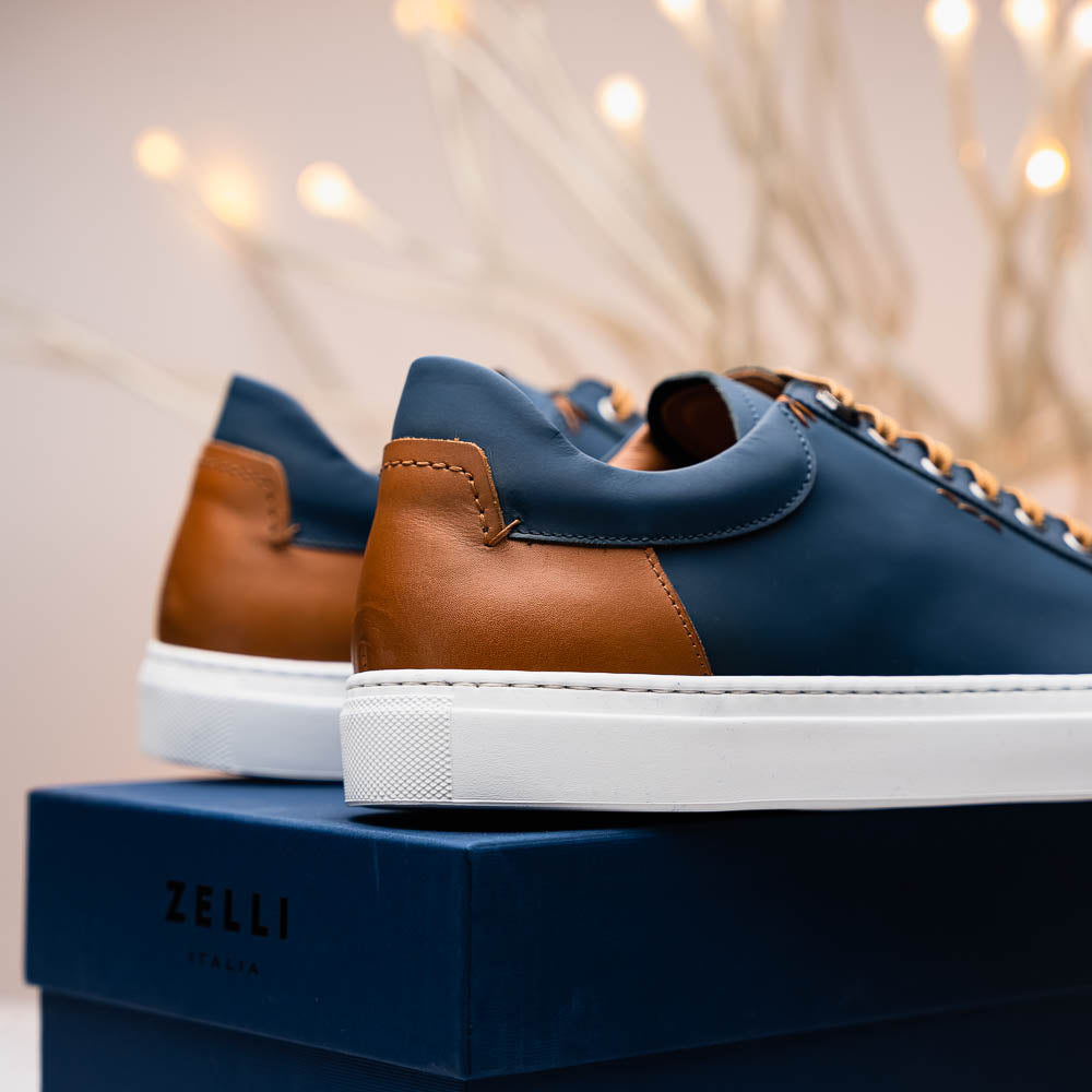 Diaz Rubberized Calfskin Sneaker Navy