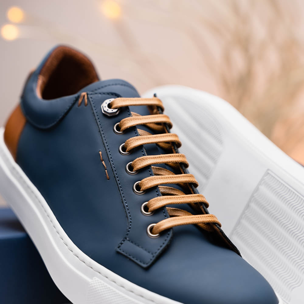 Diaz Rubberized Calfskin Sneaker Navy