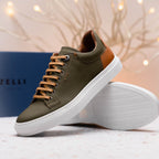 Diaz Rubberized Calfskin Sneaker Olive Green