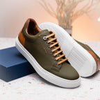 Diaz Rubberized Calfskin Sneaker Olive Green
